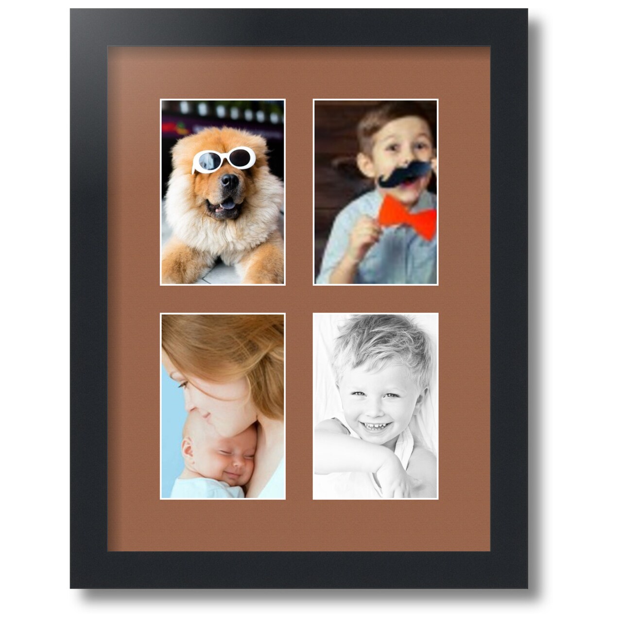 ArtToFrames Collage Photo Picture Frame with 4 - 4x6 inch Openings, Framed in Black with Over 62 Mat Color Options and Regular Glass (CSM-3926-2)